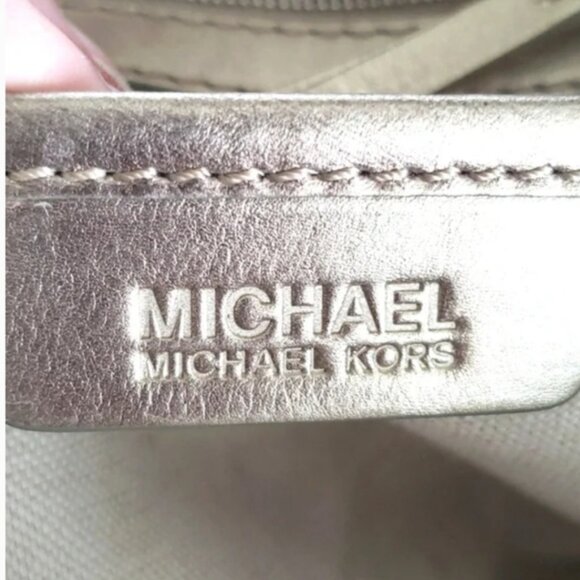 MICHAEL Micheal Kors Metallic Champagne Gold Leather Studded Satchel - Picture 7 of 12